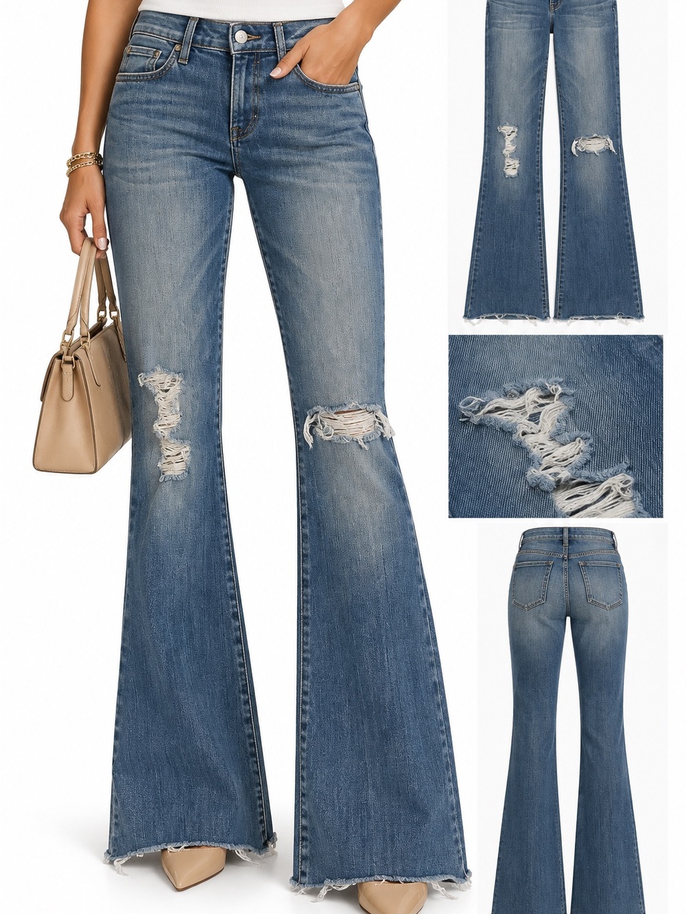 Genetic Denim Blue Distressed Boot Cut Jeans